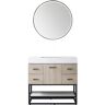 ROSWELL Toledo 36 in. W x 22 in. D x 34 in. H Single Sink Bath Vanity in Light Walnut with White Composite Stone Top and Mirror