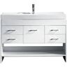 Virtu USA Gloria 48 in. W Bath Vanity in White with Ceramic Vanity Top in White Ceramic with Square Basin