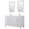 Wyndham Collection Daria 60 in. W x 22 in. D x 35.75 in. H Double Sink Bath Vanity in White with Carrara Cult. Marble Top and 24" Mirrors