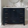 ARIEL Cambridge 43 in. W x 22 in. D x 35.25 in. H Vanity in Midnight Blue with Carrara White Marble Vanity Top with Basin