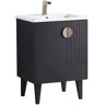 FINE FIXTURES Venezian 24 in. W x 18.11 in. D x 33 in. H Bathroom Vanity Side Cabinet in Black Matte with White Ceramic Top