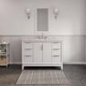 Water Creation Elizabeth 48 in. Bath Vanity in Pure White with Carrara White Marble Vanity Top with Ceramics White Basins and Faucet