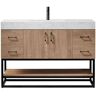 ROSWELL Alistair 48B in.W x 22 in. D x 33.9 in H Bath Vanity in Oak Finish with Stone Vanity Top in White with white basin