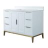 WELLFOR Alison 48 in. W x 22 in. D x 35 in. H CUPC Single Sink Freestanding Bath Vanity in White with Carrera White Qt. Top