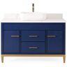 Beatrice Vessel - Blue 48 in. W x 22 in. D x 31 5/8 in. H Bathroom Vanity in Blue Color with White Quartz Top