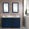 Water Creation Madison 60 in. W Bath Vanity in Monarch Blue with Marble Vanity Top in Carrara White with White Basin(s)