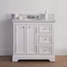 Water Creation Derby 36 in. W x 34 in. H Bath Vanity in White with Marble Vanity Top in Carrara White with White Basin and Mirror