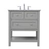 Simply Living 30 in. W x 22 in. D x 33.75 in. H Bath Vanity in Grey with Carrara White Marble Top