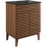 MODWAY Render 24 in. W x 18.5 in. D x 33.5 in. H Bathroom Vanity in Walnut with Black Granite Top