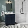 ARIEL Hepburn 31 in. W x 22 in. D x 36 in. H Bath Vanity in Midnight Blue with Pure Quartz Vanity Top with White Basin