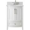 Runfine Harper 24 in. W x 22 in. D x 34 in. H Bath Vanity in White with Carrara Engineered Stone Top with White Basin