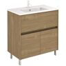 Band 32 in. W x 18 in. D Bath Vanity One Drawer and Two Doors in Toffee Walnut with Vanity Top in White with White Basin