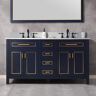 WOODBRIDGE Millan 61 in.W x 22 in.D x 38 in.H Bath Vanity in Navy Blue with Marble Vanity Top in White with White Sink