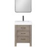 ROSWELL León 24 in.W x 22 in.D x 34 in.H Single Sink Bath Vanity in Fir Wood Grey with White Composite Stone Top and Mirror