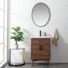 SUDIO Nelson 24 in. W x 18 in. D x 34 in. H Bath Vanity in Walnut with White Ceramic Top with White Sink