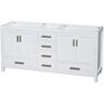 Wyndham Collection Sheffield 70.75 in. W x 21.5 in. D x 34.25 in. H Double Bath Vanity Cabinet without Top in White