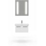 CASA MARE Aspe 24 in. W x 18 in. D Vanity in Glossy White with Ceramic Vanity Top in White with White Basin and LED Mirror