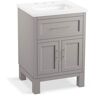 KOHLER Quo 24 in. W x 21 in. D x 36 in. H Single Sink Freestanding Bath Vanity in Mohair Grey with Pure White Quartz Top