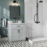 ARIEL Hepburn 31 in. W x 22 in. D x 35.25 in. H Bath Vanity in Grey with White Carrara Marble Vanity Top with White Basin