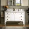 WOODBRIDGE Roma 49 in. W x 22 in. D Bath Vanity in White with Marble Vanity top in Carrara White with White Basin