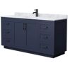 Wyndham Collection Miranda 66 in. W x 22 in. D x 33.75 in. H Single Bath Vanity in Dark Blue with White Carrara Marble Top