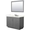 Wyndham Collection Miranda 48 in. W x 22 in. D x 33.75 in. H Single Bath Vanity in Dark Gray with Giotto Quartz Top and 46 in. Mirror