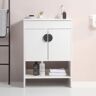 Xspracer Victoria 24 in. W x 18 in. D x 33 in. H Freestanding Single Sink Bath Vanity in White with Solid Wood and Ceramic Top