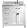 Virtu USA Caroline Parkway 36 in. W Bath Vanity in White with Marble Vanity Top in White with Round Basin