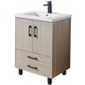 Comllen 24 in. W x 18 in. D x32 in. H Modern Bathroom Vanity in Fias Oak with White Ceramic Sink Top .