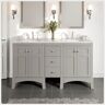 Eviva New Jersey 60 in. W x 22 in. D x 34 in. H Freestanding Double Sinks Bath Vanity in Gray with White Carrara Marble Top