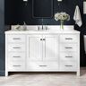 ARIEL Cambridge 60.25 in. W x 22 in. D x 36 in. H Single Sink Freestanding Bath Vanity in White with Carrara Quartz Top