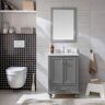 SUDIO Melissa 24 in. W x 22 in. D Bath Vanity in Grain Gray with Carrara White Engineered Stone Vanity Top with White Sink