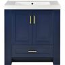 Xspracer Victoria 30 in. W x 18 in. D x 32 in. H Single Sink Freestanding Modern Bath Vanity in Blue with White Ceramic Top