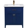 Design Element Cameron 30 in. W x 18.5 in. D Bath Vanity in Blue with Porcelain Vanity Top in White with White Basin