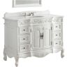 Benton Collection Beckham 48.25 in. W x 22 in D. x 36 in. H Bath Vanity in Antique White With White porcelain Sink and White Marble Top