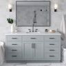 ARIEL Hepburn 67 in. W x 22 in. D x 36 in. H Freestanding Bath Vanity in Grey with Pure White Quartz Top