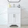 HOMEVY STUDIO Agnea 24 in. W x 21 in. D x 35 in. H Single Sink Freestanding Bath Vanity in Matte White with White Quartz Top