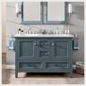 Eviva Britney 48 in. W x 22 in. D x 34 in. H Double Bath Vanity in Ash Blue with White Carrara Marble Top with White Sinks