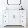 HOMEVY STUDIO Agnea 48 in. W. x 21 in. D x 35 in. H Single Sink Freestanding Bath Vanity in Matte White with White Qt.Top