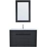 PROOX 32 in. W x 17.91 in. D x 20.27 in. H Single Sink Wall Hung Bath Vanity in Black with White Ceramic Top and Mirror