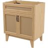 JONATHAN Y Javer 30 in. W x 18 in. D x 33 in. H Rattan 2-Shelf Bath Vanity Cabinet without Top (Sink Basin not Included), Oak