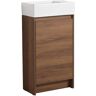 FAMYYT 18 in. W x 10 in. D x 33.5 in. H Single Sink Freestanding Bath Vanity in Brown Ebony with White Ceramic Top and Basin