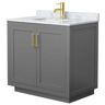 Wyndham Collection Miranda 36 in. W Single Bath Vanity in Dark Gray with Marble Vanity Top in White Carrara with White Basin