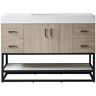 ROSWELL Toledo 48 in. W x 22 in. D x 34 in. H Bath Vanity in Light Walnut with White Composite Stone Top