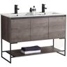 FINE FIXTURES Urbania 48 in. W x 18.5 in. D x 33.5 in. H Bath Vanity in Gray with Ceramic Vanity Top in White with White Basin