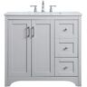 Simply Living 36 in. W x 22 in. D x 34 in. H Bath Vanity in Grey with Calacatta White Engineered Marble Top