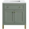 James Martin Vanities Chicago 30.0 in. W x 23.5 in. D x 34 in . H Bathroom Vanity in Smokey Celadon with White Zeus Quartz Top