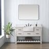 SUDIO Wesley 54 in. W x 22 in. D Bath Vanity in Weathered White with Engineered Stone Top in Ariston White with White Sink