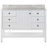 Home Decorators Collection Lanceton 49 in. W x 22 in. D x 39 in. H Single Sink Bath Vanity in White with Winter Mist Stone Composite Top