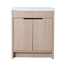 Quality Durable 30 in. W x 18 in. D x 35 in. H Freestanding Bath Vanity in Plain Light Oak with White Resin Sink Top